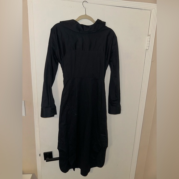 Staud Black Clea Midi Black Shirt Twist Dress Size 2 - Picture 8 of 9